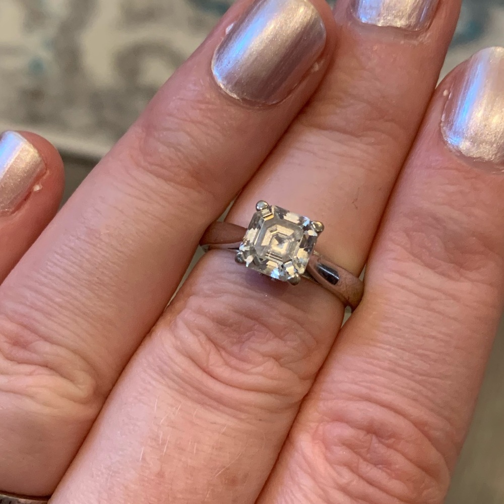 Wedding Ring Asscher Cut CZ Sterling Silver 925 Size 6